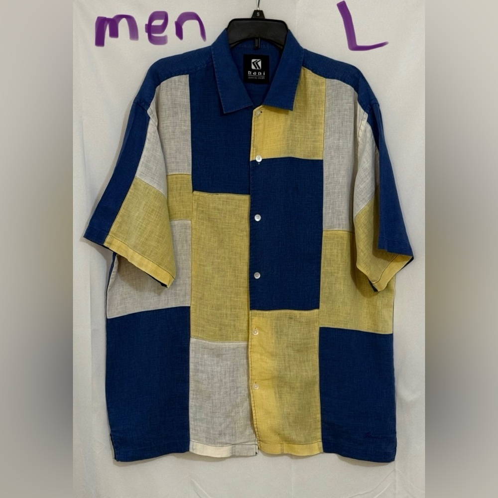 Blue and Yellow Color Block Shirt